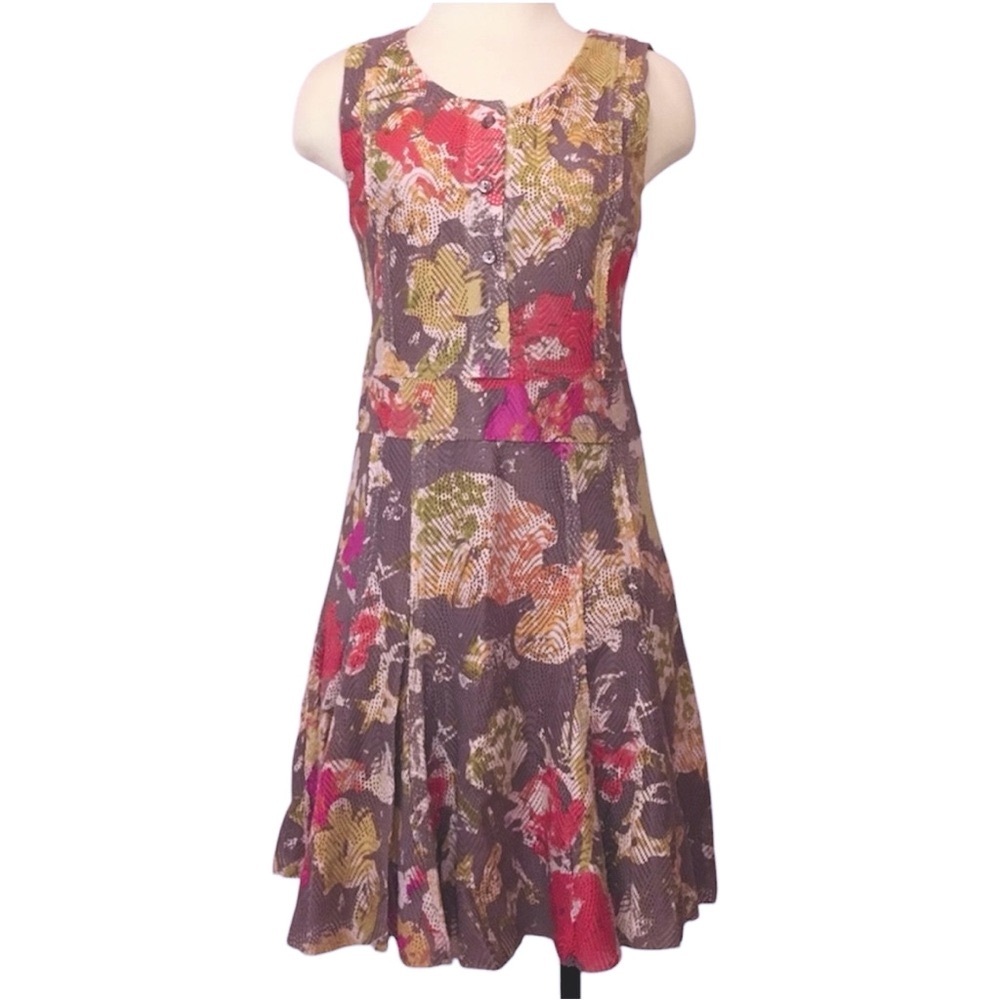 Anthropologie Gregory Flower Pattern Sleeveless “Smokey Lilies” Dress